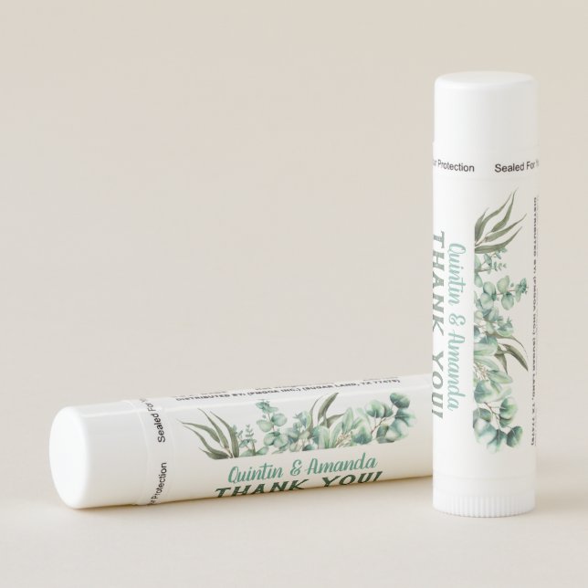 Eucalyptus Foliage Wedding Party Favor Lip Balm (Rotated Right)