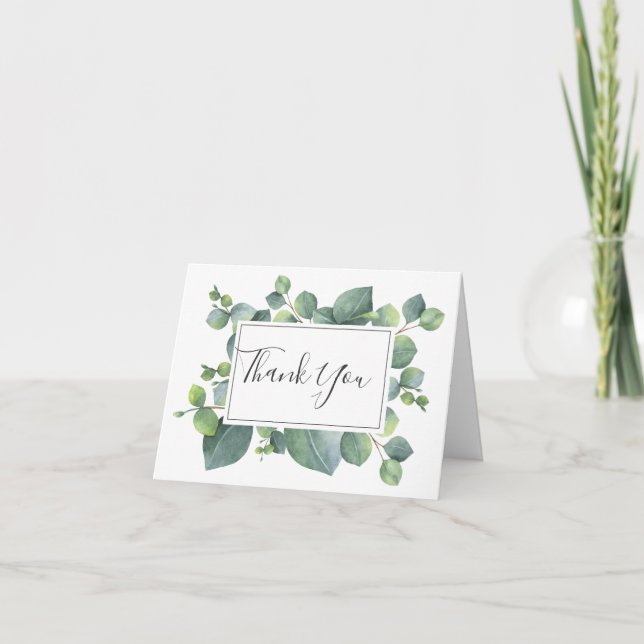 Eucalyptus Foliage Wedding Photo Thank You (Front)