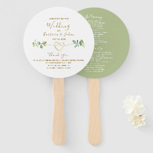 Eucalyptus Foliage Wedding Program Hand Fan