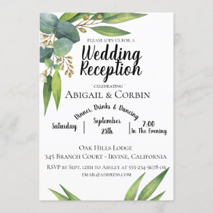 Eucalyptus Foliage Wedding Reception Invitation