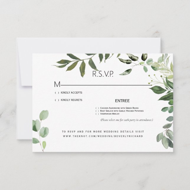 Eucalyptus Foliage Wedding RSVP Card (Front)