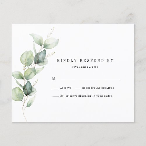 Eucalyptus Foliage Wedding RSVP Response Card