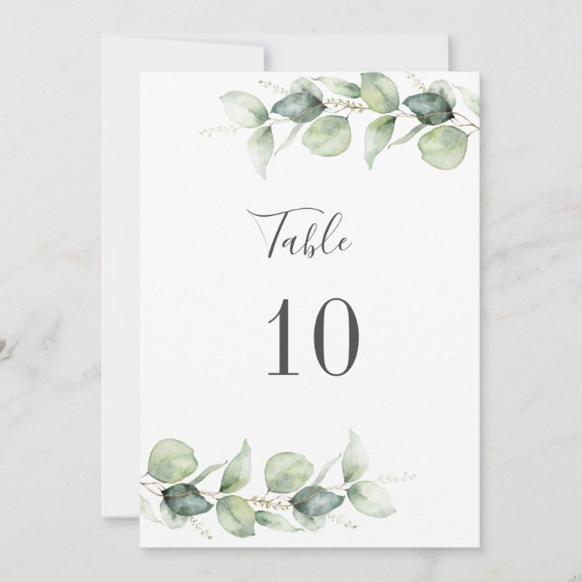 Eucalyptus Foliage Wedding Seating Table Number 10 (Front)