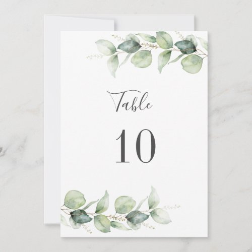 Eucalyptus Foliage Wedding Seating Table Number 10