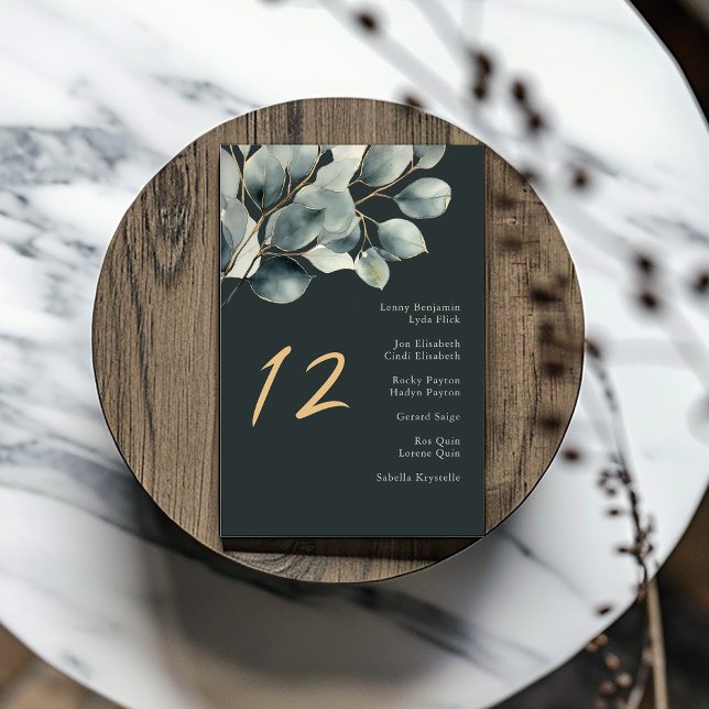 Eucalyptus Foliage wedding table seating chart Invitation (Eucalyptus branch pretty leaves wedding table number seating chart card)