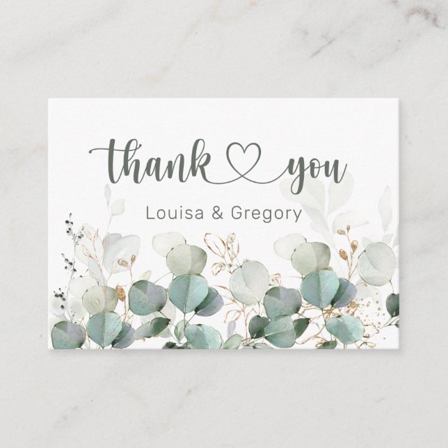 Eucalyptus Foliage Wedding Thank You Enclosure Card (Front)