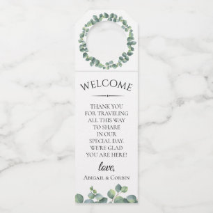 Eucalyptus Foliage Wedding Welcome Bottle Hanger Tag