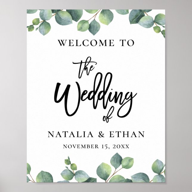 Eucalyptus Foliage Wedding Welcome Poster (Front)