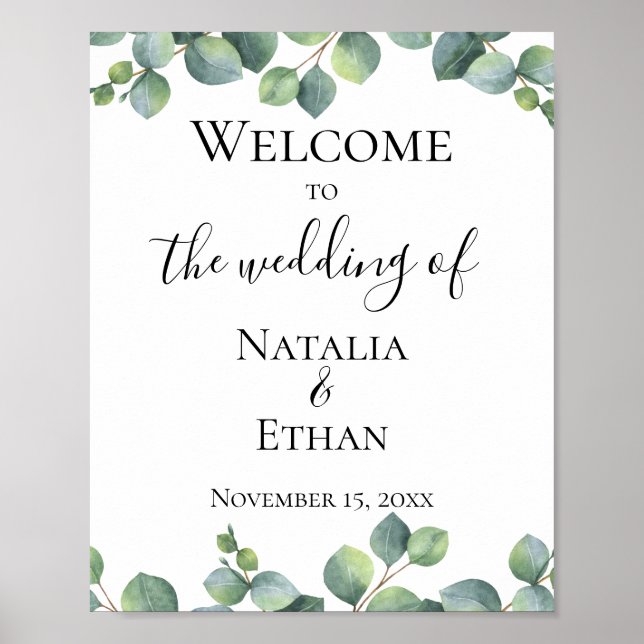 Eucalyptus Foliage Wedding Welcome Poster (Front)