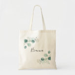 Eucalyptus Foliage White Floral Bridesmaid Tote Bag<br><div class="desc">This eucalyptus foliage white floral bridesmaid tote bag is the perfect wedding gift to present your bridesmaids and maid of honor for a simple wedding. The design features beautiful hand-painted watercolor green eucalyptus leaves,  inspiring natural charm.</div>