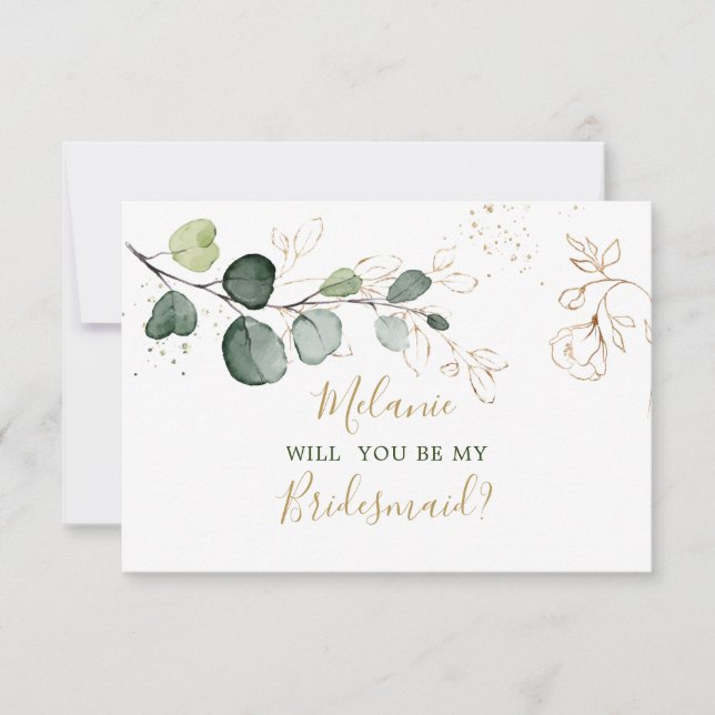 Eucalyptus Foliage Will You be My Bridesmaid Card (Front)