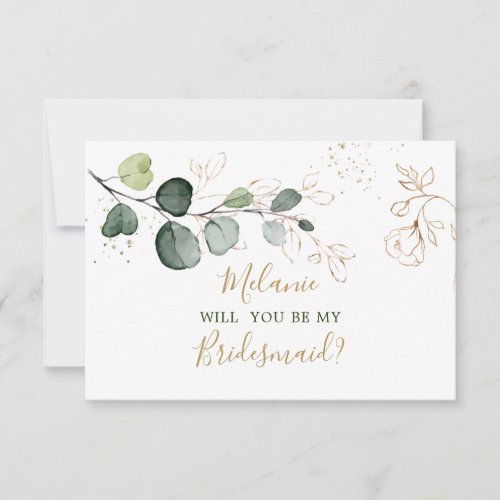 Eucalyptus Foliage Will You be My Bridesmaid Card