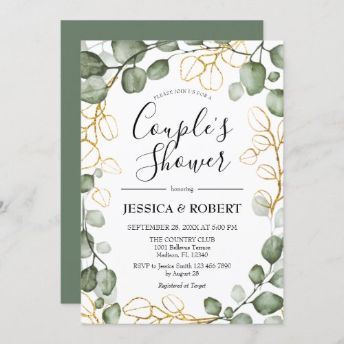 Eucalyptus Foliage Wreath Couples Shower Invitation