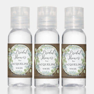 Eucalyptus Foliage Wreath Gold Rustic Wood Bridal Hand Sanitizer