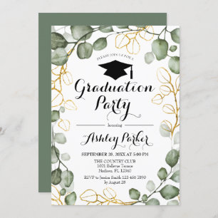 Eucalyptus Foliage Wreath Graduation Party Invitation