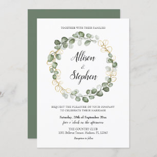 Eucalyptus Foliage Wreath Wedding Invitation