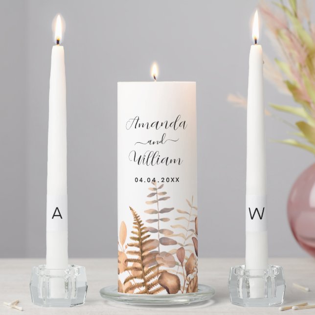 Eucalyptus forest ferns names fall wedding unity candle set (In Situ)