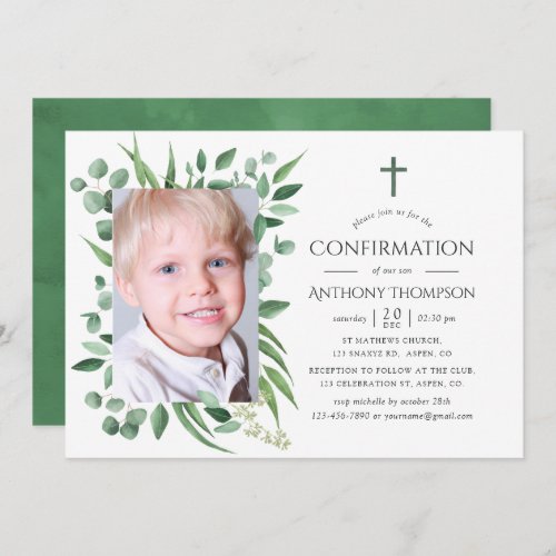 Eucalyptus Forest Greenery First Holy Communion Invitation