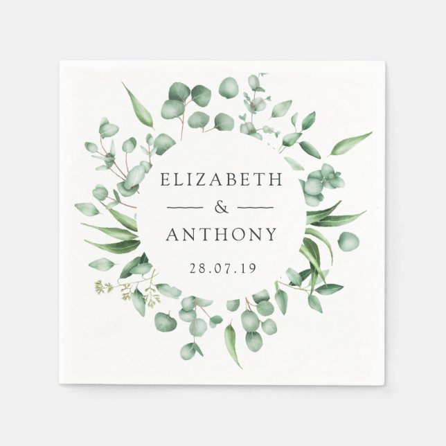 Eucalyptus Forest Greenery Wedding Napkins (Front)