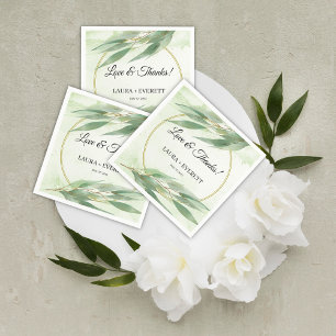 Eucalyptus Frame Green Gold Foliage Wedding Napkins