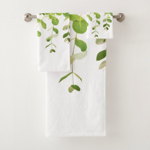 Eucalyptus Fresh Green Delight 1 foliage decor  Bath Towel Set