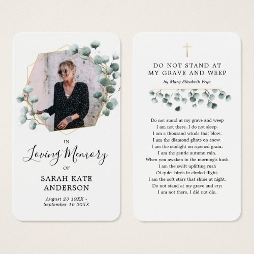 Eucalyptus Funeral In Loving Memory Poem Card