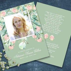 Eucalyptus Funeral Memorial Prayer Photo Card