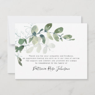 Eucalyptus Funeral Memorial Thank You Card