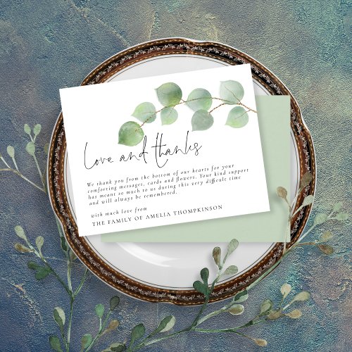 Eucalyptus Funeral Sympathy Love and Thanks Card