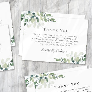 Eucalyptus Funeral Sympathy Thank You Note Card