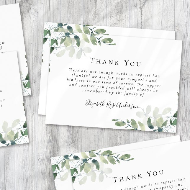 Eucalyptus Funeral Sympathy Thank You Note Card (Creator Uploaded)