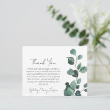 Eucalyptus | Funeral Thank You Card Bereavement 