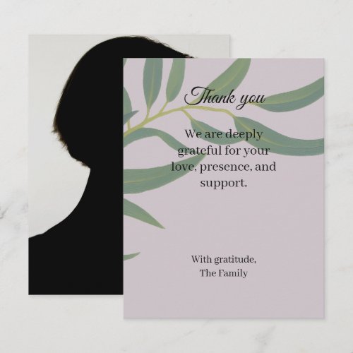 Eucalyptus funeral thank you card photo