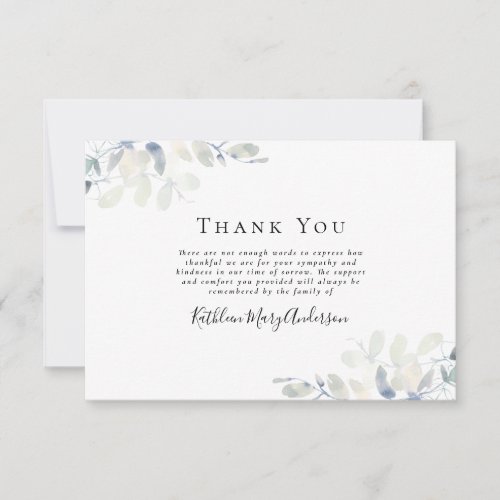 Eucalyptus Funeral Thank You Note