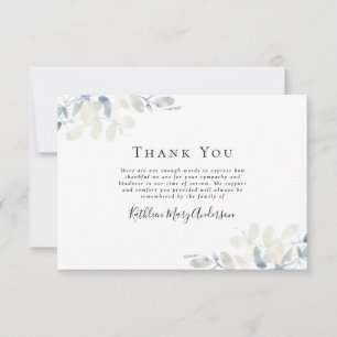 Eucalyptus Funeral Thank You Note Card