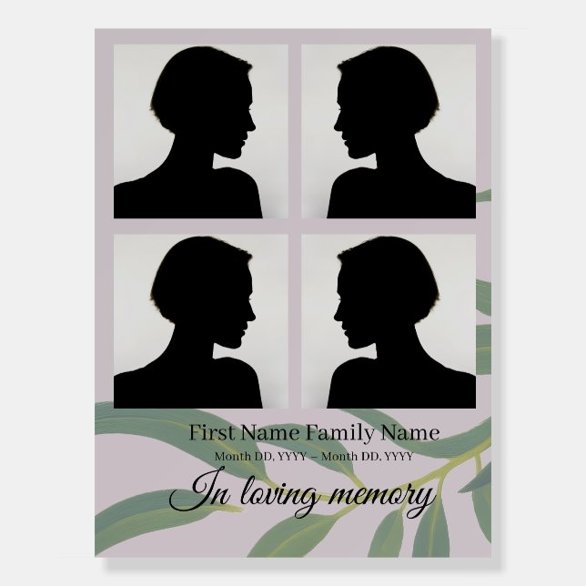 Eucalyptus funeral welcome sign collage (Front)