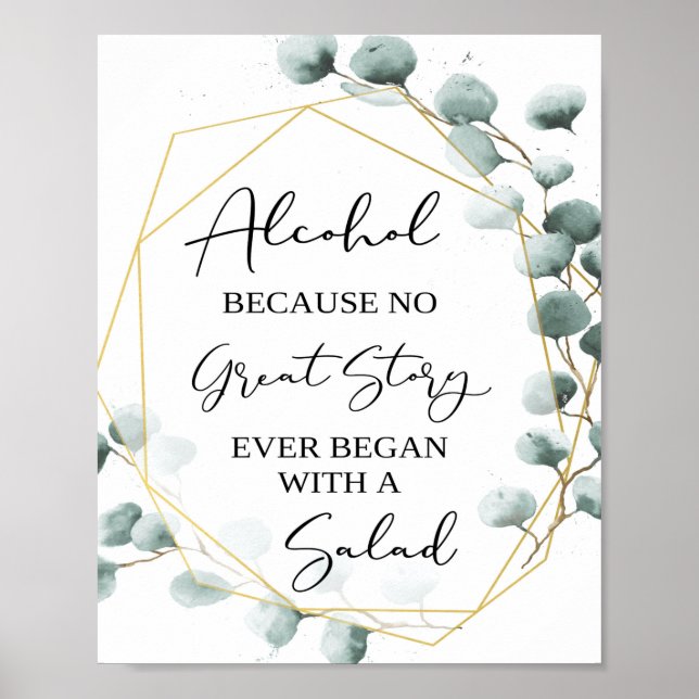 Eucalyptus Funny Alcohol Bar Sign (Front)