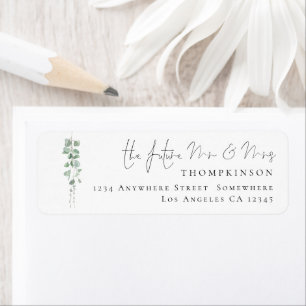 Eucalyptus Future Mr Mrs Wedding Return Address Label