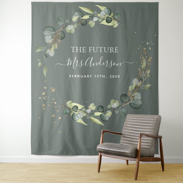 Eucalyptus Future Mrs. Photo Booth Backdrop (In Situ)