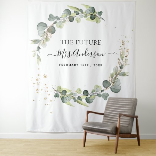 Eucalyptus Future Mrs. Photo Booth Backdrop | Zazzle