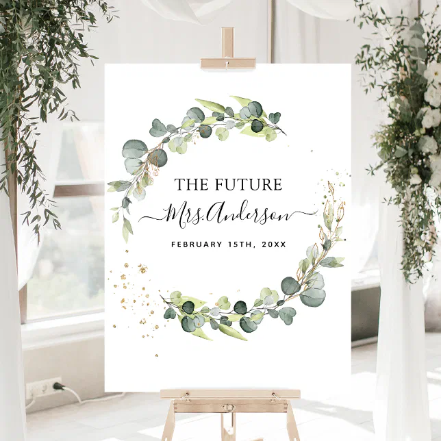 Eucalyptus Future Mrs. Photo Booth Backdrop Foam Board | Zazzle