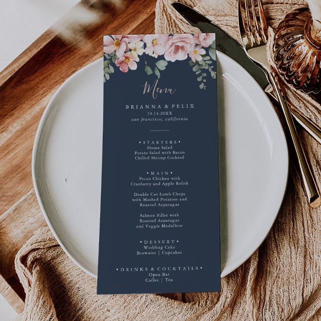 Eucalyptus Garden Rose Floral Dinner Menu (Creator Uploaded)
