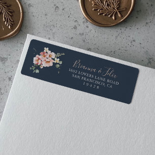 Eucalyptus Garden Rose Floral Return Address Label