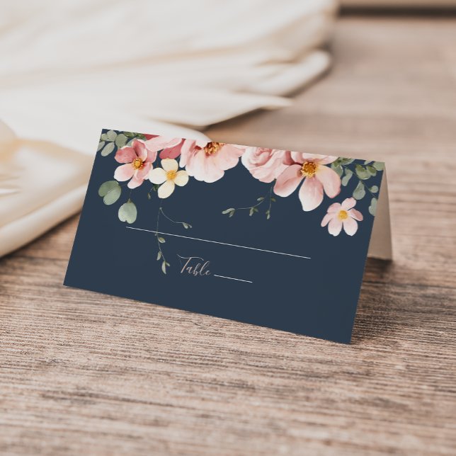 Eucalyptus Garden Rose Floral Wedding  Place Card (Creator Uploaded)