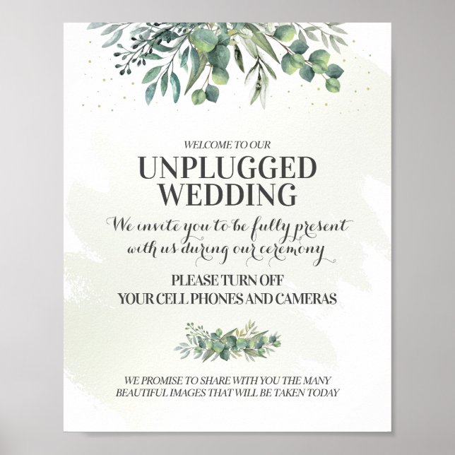 Eucalyptus Garden Unplugged Wedding Sign (Front)