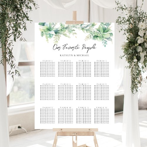 Eucalyptus Garden Wedding 12 Table Seating Charts