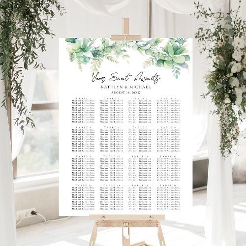 Eucalyptus Garden Wedding 16 Table Seating Charts