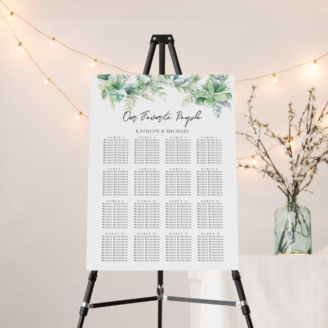 Eucalyptus Garden Wedding 16 Table Seating Charts Foam Board (Creator Uploaded)