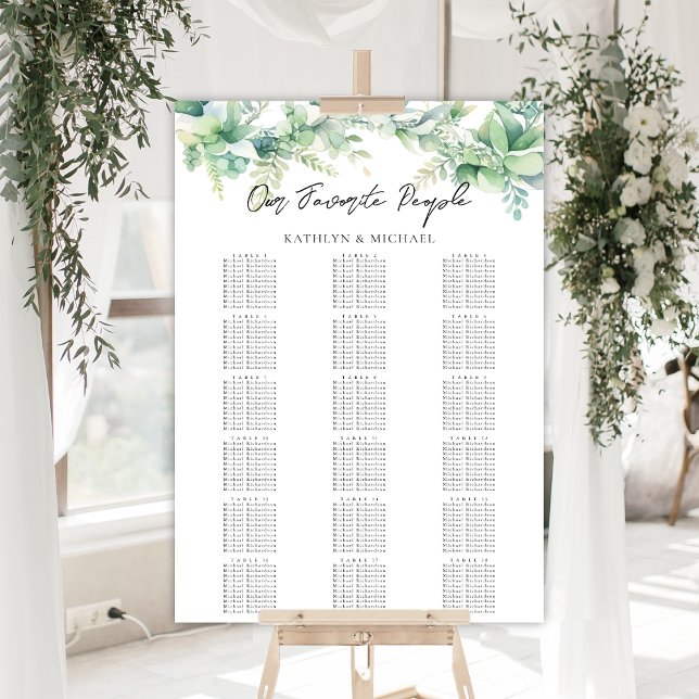 Eucalyptus Garden Wedding 18 Table Seating Charts (Creator Uploaded)