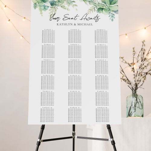 Eucalyptus Garden Wedding 18 Table Seating Charts Foam Board